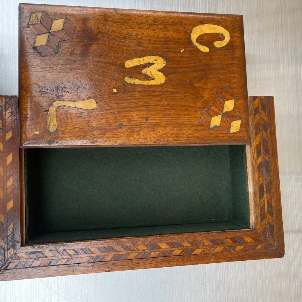 New Mexico Folk Art Marquetry Wood Jewelry Box